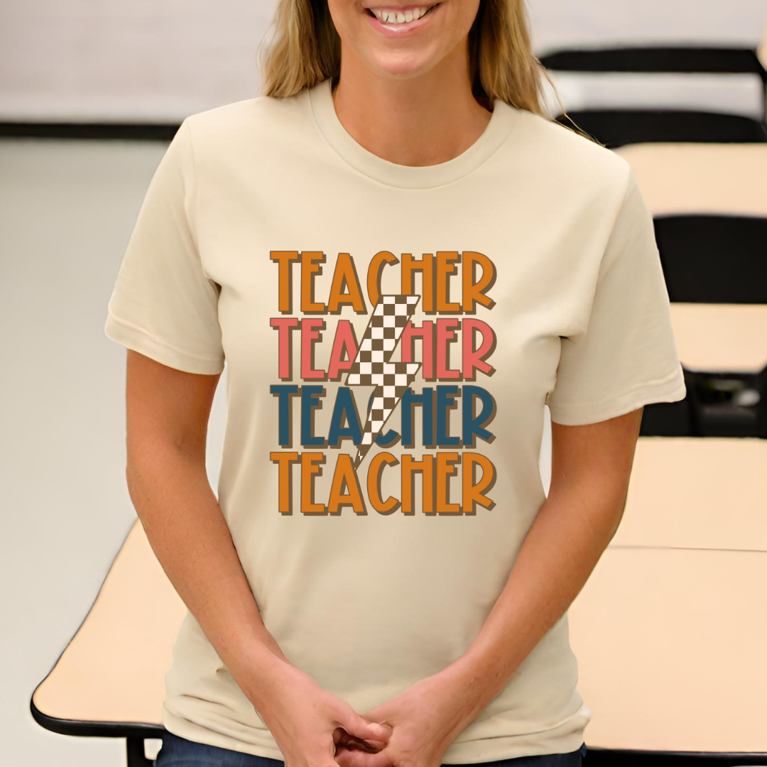 Teacher Stacked Lightning Bolt