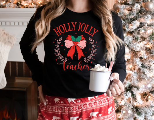 Holly Jolly Teacher Bow