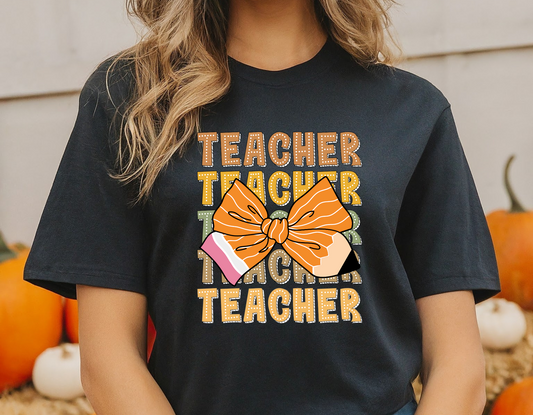 Teacher with Pencil Bow