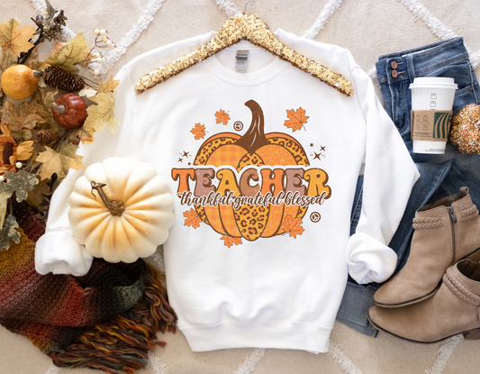 Teacher Thankful Grateful Blessed Pumpkin