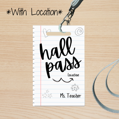 Notebook Hall Pass